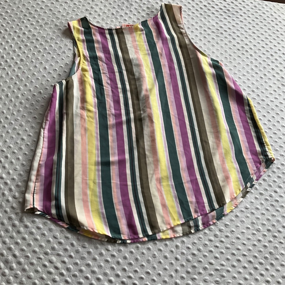 EVRI Sleeveless Blouse Women 2X Multicolor Striped Henley Scoop Neck Tank Top - Picture 7 of 8